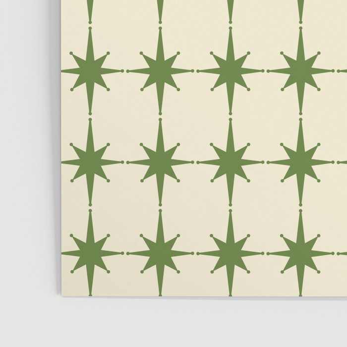 Mid Century Modern Atomic Stars Grid in Retro Christmas Green and Cream Poster Gallery Image 3