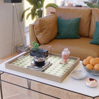 Mid Century Modern Atomic Stars Grid in Retro Christmas Green and Cream Serving Tray Gallery Image 2