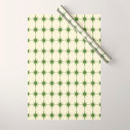 Mid Century Modern Atomic Stars Grid in Retro Christmas Green and Cream Wrapping Paper Gallery Image 1
