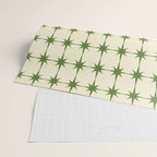 Mid Century Modern Atomic Stars Grid in Retro Christmas Green and Cream Wrapping Paper Gallery Image 2