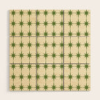 Mid Century Modern Atomic Stars Grid in Retro Christmas Green and Cream Wood Wall Art Gallery Image 1