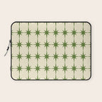 Mid Century Modern Atomic Stars Grid in Retro Christmas Green and Cream Laptop Sleeve Gallery Image 1