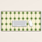 Mid Century Modern Atomic Stars Grid in Retro Christmas Green and Cream Desk Mat Gallery Image 1