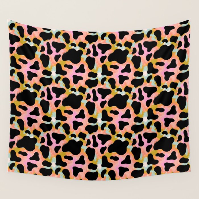 Rainbow Cow Print Wall Tapestry Gallery Image 4