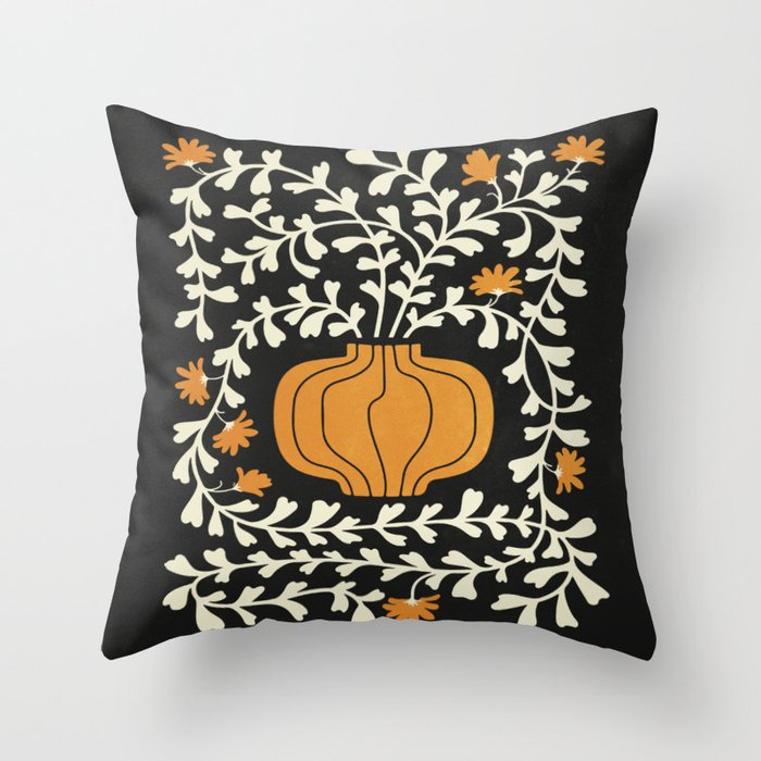 Golden Vase | Summer Bloom: Matisse Night Edition Throw Pillow Gallery Image 1