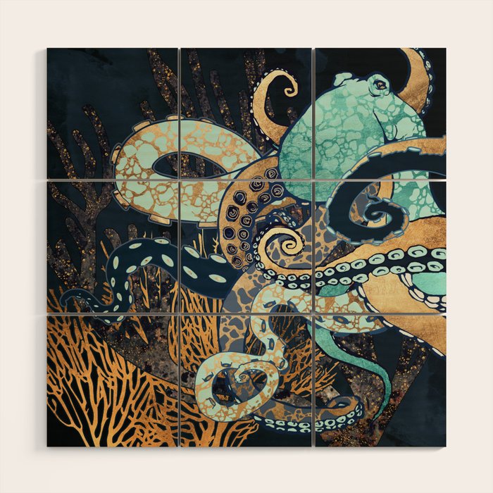 Metallic Octopus II Wood Wall Art Gallery Image 1