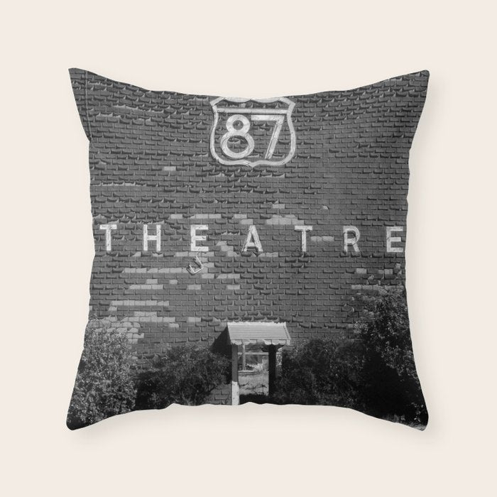 Drive in Movie Theater Black and White Throw Pillow Gallery Image 1