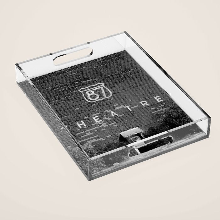 Drive in Movie Theater Black and White Acrylic Tray Gallery Image 1