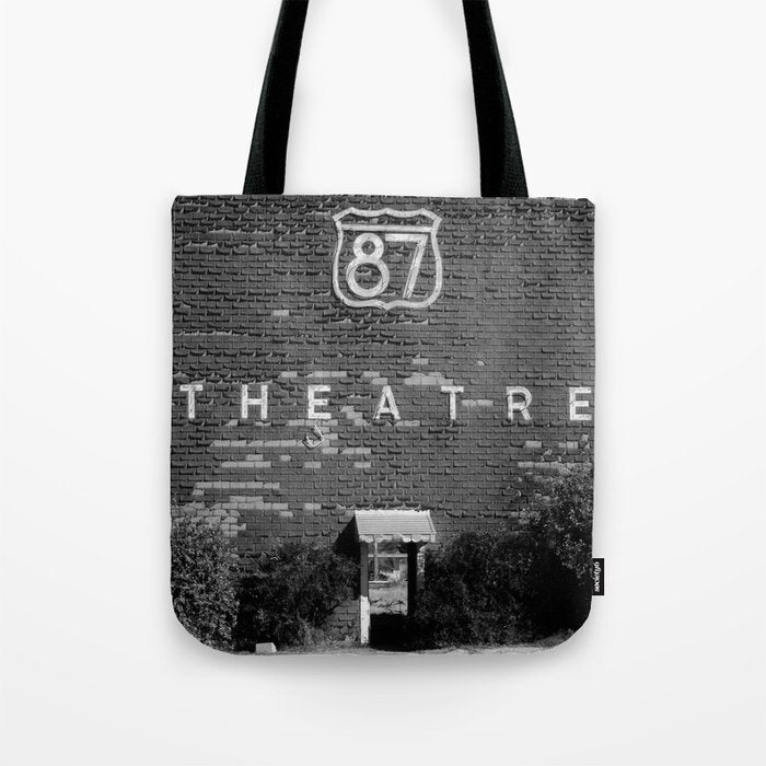 Drive in Movie Theater Black and White Tote Bag Gallery Image 1