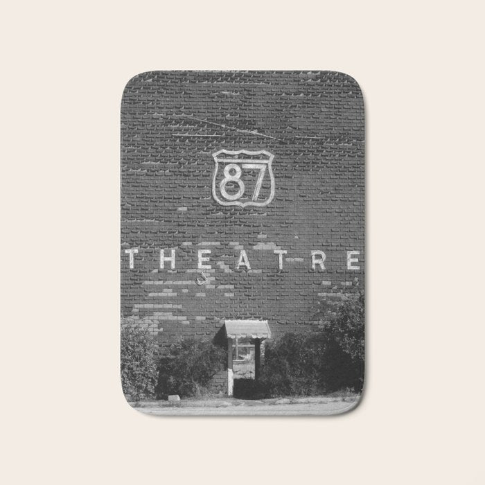 Drive in Movie Theater Black and White Bath Mat Gallery Image 1