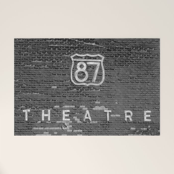 Drive in Movie Theater Black and White Welcome Mat Gallery Image 1
