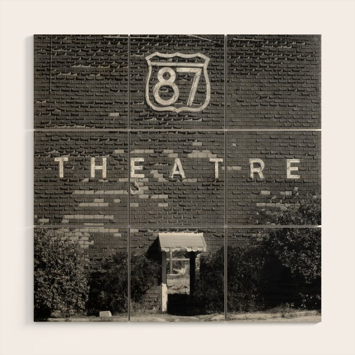 Drive in Movie Theater Black and White Wood Wall Art Gallery Image 1