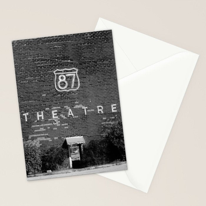 Drive in Movie Theater Black and White Stationery Card Gallery Image 2