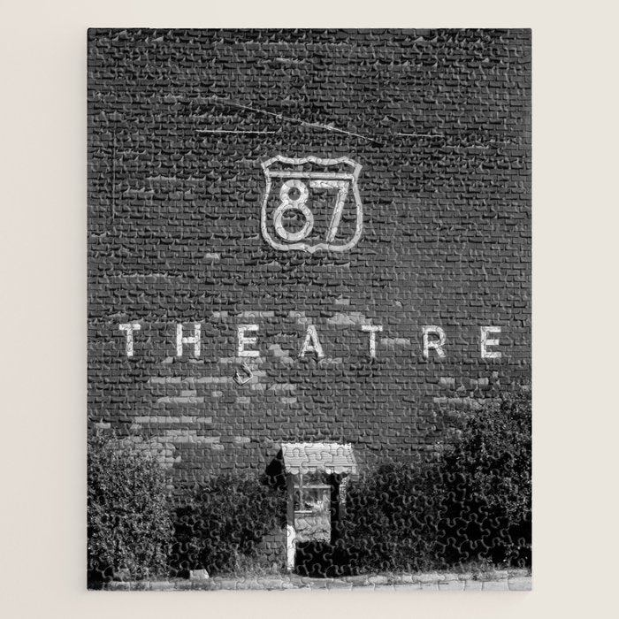 Drive in Movie Theater Black and White Jigsaw Puzzle Gallery Image 1
