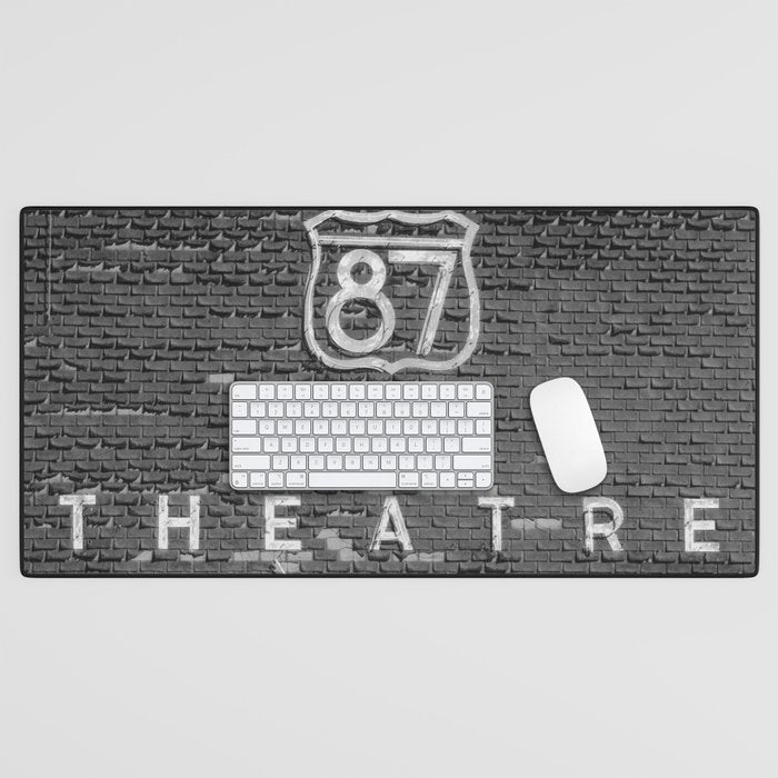 Drive in Movie Theater Black and White Desk Mat Gallery Image 1