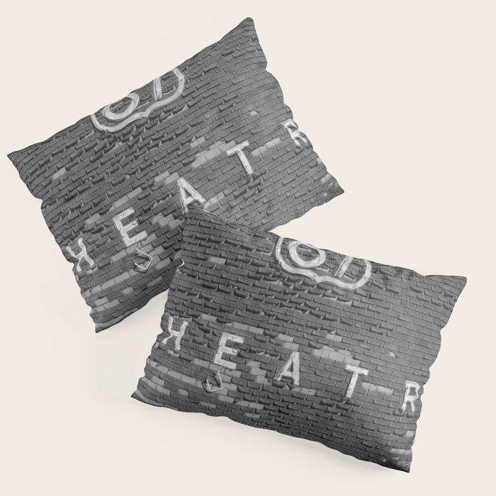 Drive in Movie Theater Black and White Pillow Sham Gallery Image 1