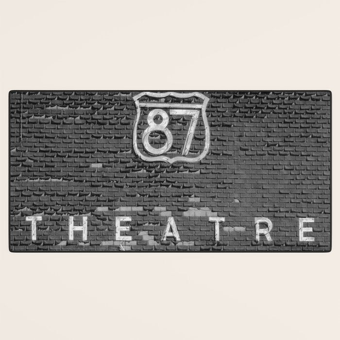 Drive in Movie Theater Black and White Desk Mat Gallery Image 3