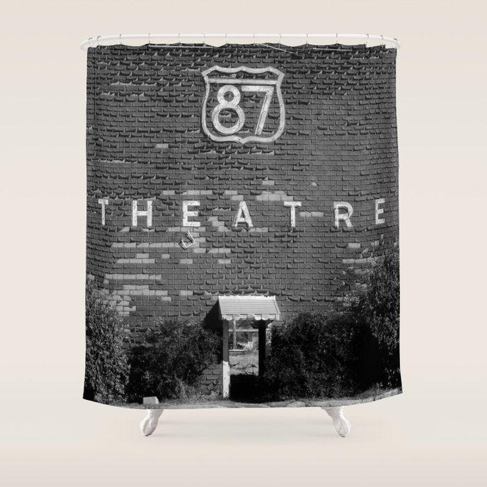 Drive in Movie Theater Black and White Shower Curtain Gallery Image 1