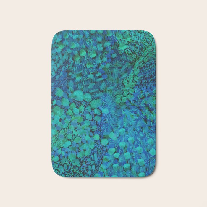 Peacock Watercolor Painting Bath Mat Gallery Image 1