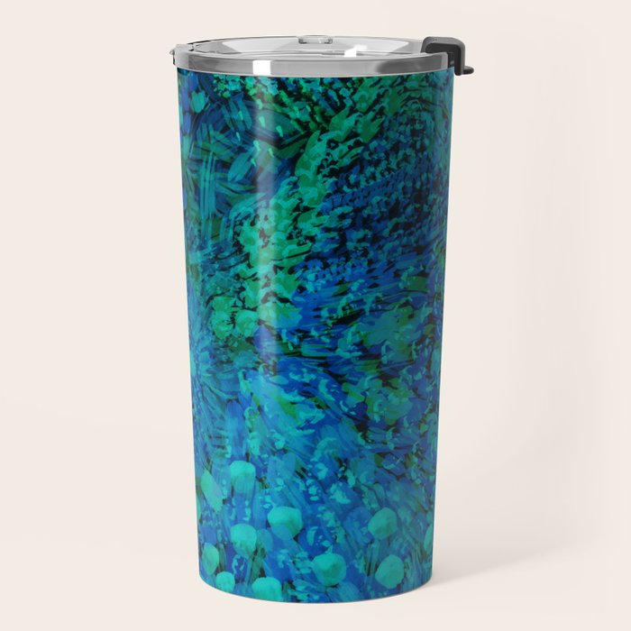 Peacock Watercolor Painting Travel Mug Gallery Image 2