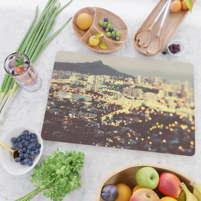 Diamond Head Sunset - Honolulu Hawaii, Abstract Travel Photography Cutting Board Gallery Image 2
