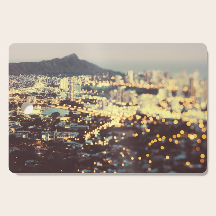Diamond Head Sunset - Honolulu Hawaii, Abstract Travel Photography Cutting Board Gallery Image 1