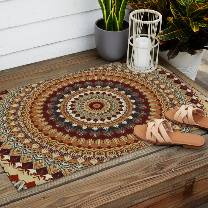 Earthy Mandala Outdoor Rug Gallery Image 2