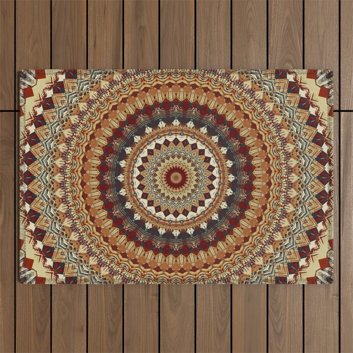 Earthy Mandala Outdoor Rug Gallery Image 1