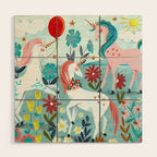 Unicorns landscape Wood Wall Art Gallery Image 1