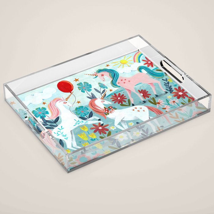 Unicorns landscape Acrylic Tray Gallery Image 1