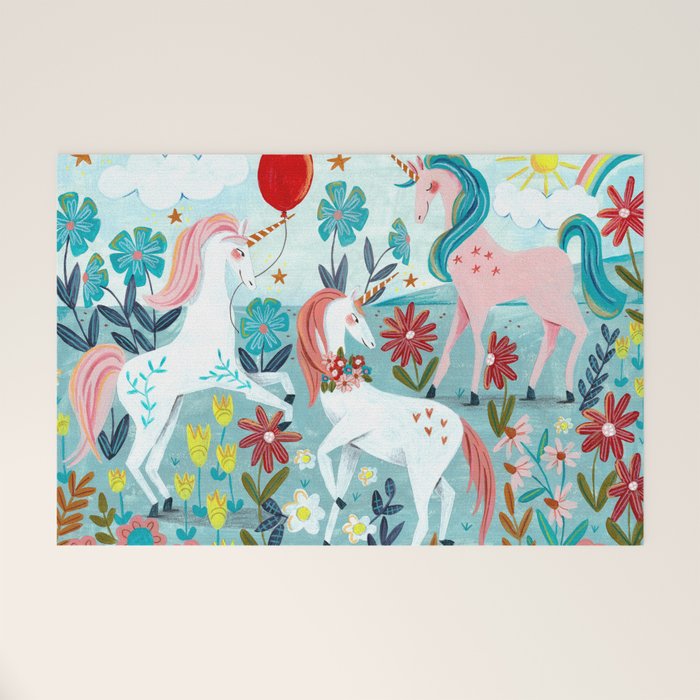 Unicorns landscape Welcome Mat Gallery Image 1