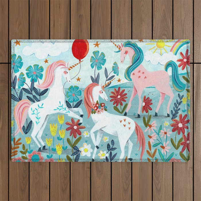 Unicorns landscape Outdoor Rug Gallery Image 1