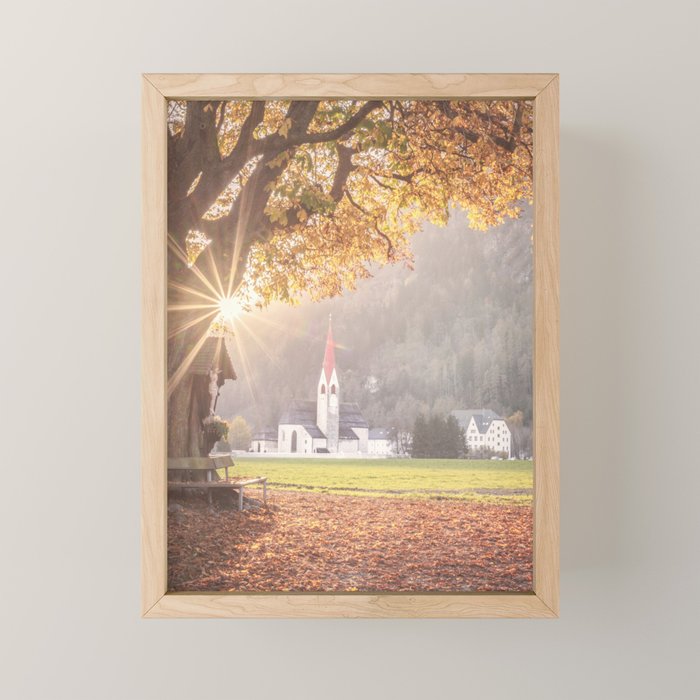 Golden Light and Silence Autumn Chapel in South Tyrol  Mini Art Print Gallery Image 1