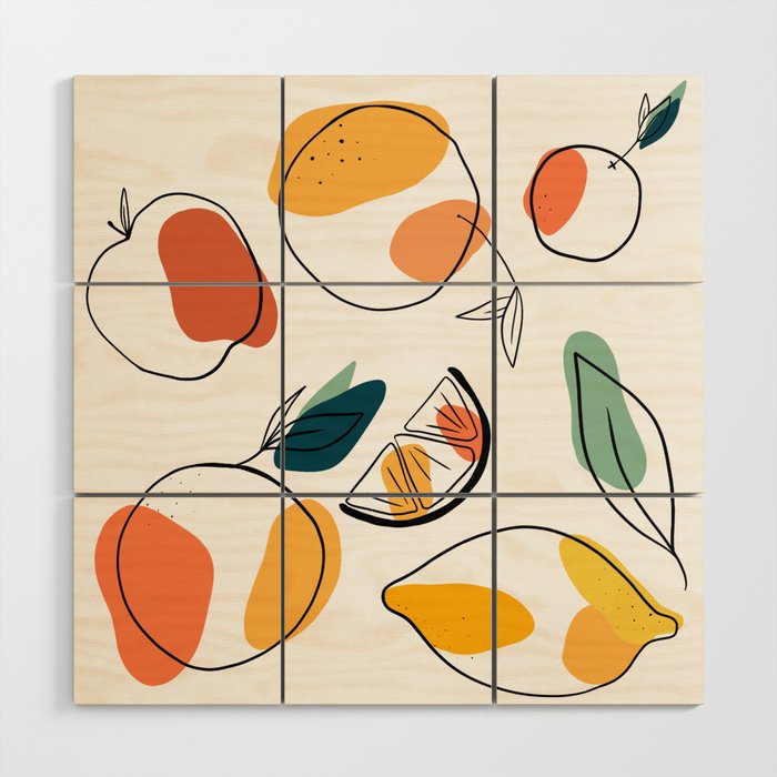 Abstract citrus fruit Wood Wall Art Gallery Image 1