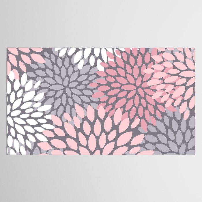 Festive, Floral Prints, Pink, White on Gray Tablecloth Gallery Image 2
