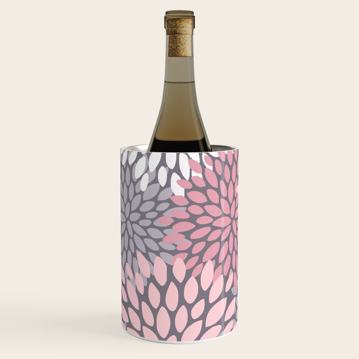 Festive, Floral Prints, Pink, White on Gray Wine Chiller Gallery Image 1