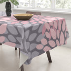 Festive, Floral Prints, Pink, White on Gray Tablecloth Gallery Image 3