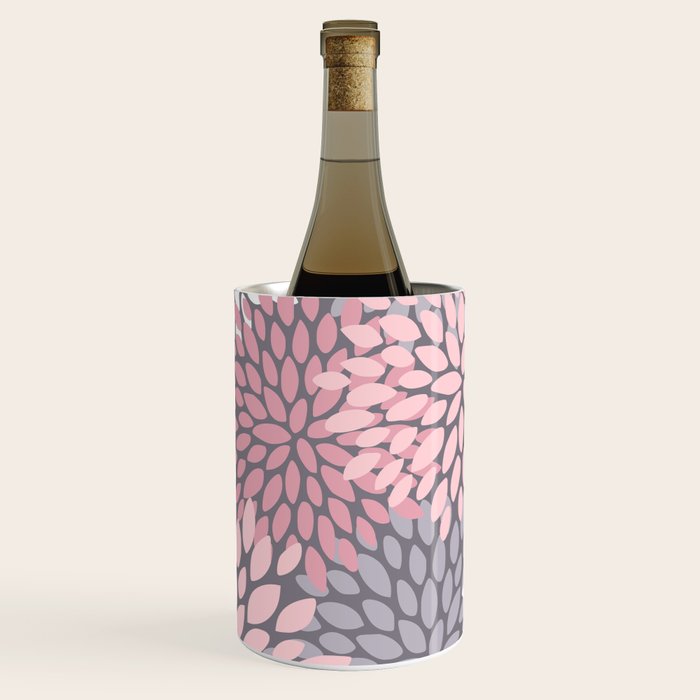 Festive, Floral Prints, Pink, White on Gray Wine Chiller Gallery Image 3