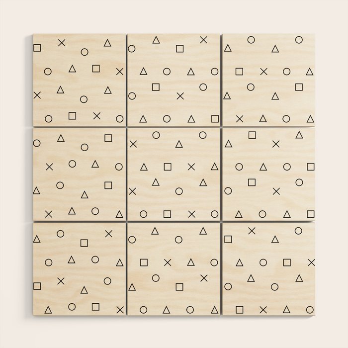gaming pattern - gamer design - playstation controller symbols Wood Wall Art Gallery Image 1