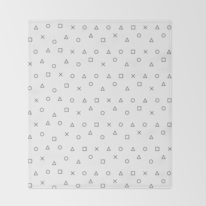 gaming pattern - gamer design - playstation controller symbols Throw Blanket Gallery Image 2