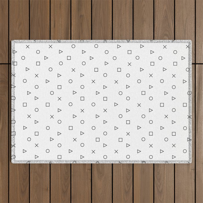gaming pattern - gamer design - playstation controller symbols Outdoor Rug Gallery Image 1