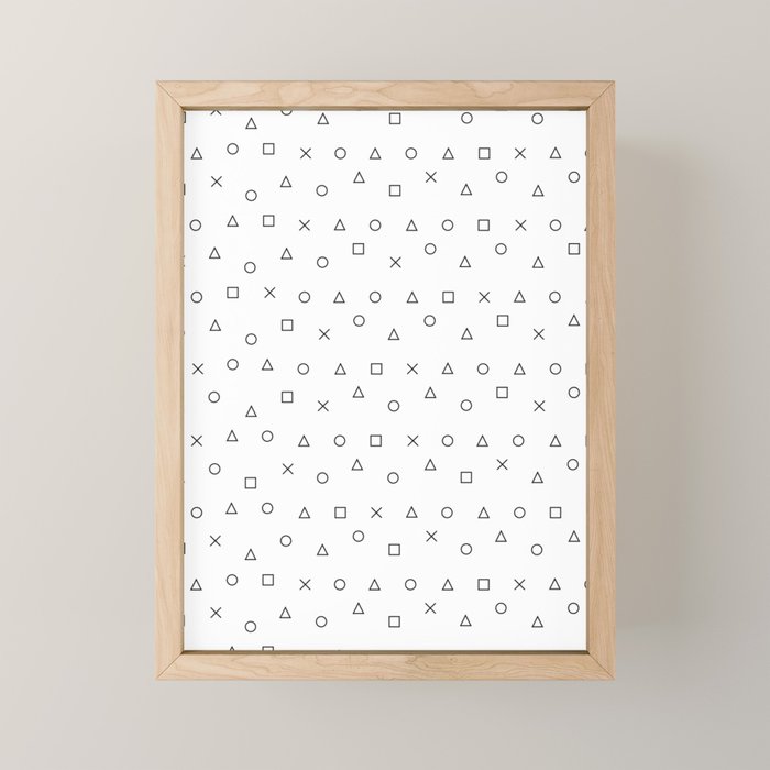 gaming pattern - gamer design - playstation controller symbols Mini Art Print Gallery Image 1