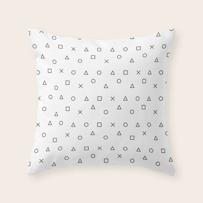 gaming pattern - gamer design - playstation controller symbols Throw Pillow Gallery Image 1