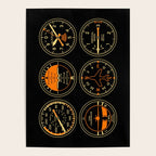 Aircraft Flight Instruments - 6 Pack Black Poster Gallery Image 4