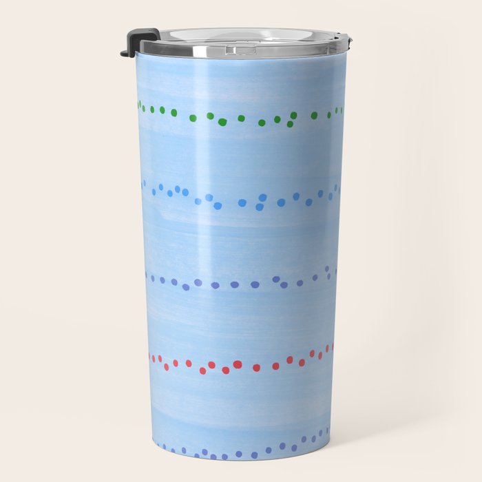 Minimal Doodle Dots in Sky Blue Travel Mug Gallery Image 3