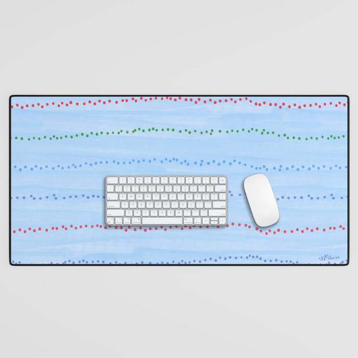 Minimal Doodle Dots in Sky Blue Desk Mat Gallery Image 1