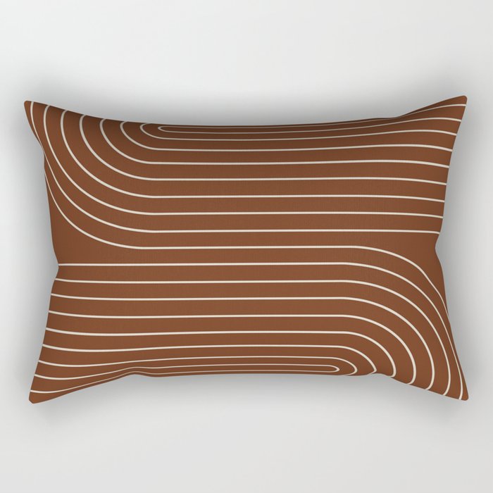 Minimal Line Curvature XIX Brick Red Mid Century Modern Arch Abstract Rectangular Pillow Gallery Image 2