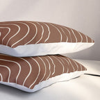 Minimal Line Curvature XIX Brick Red Mid Century Modern Arch Abstract Pillow Sham Gallery Image 3