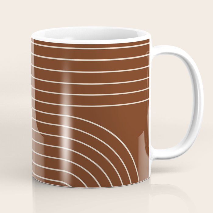 Minimal Line Curvature XIX Brick Red Mid Century Modern Arch Abstract Coffee Mug Gallery Image 1