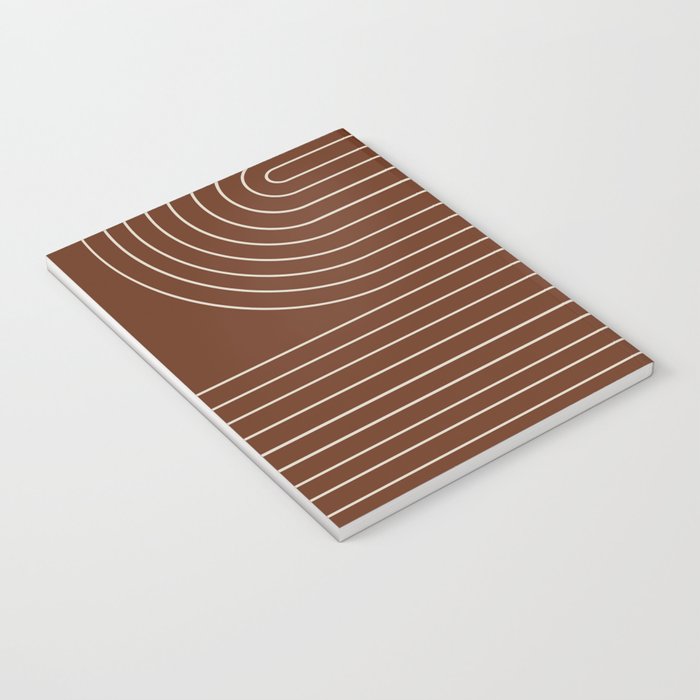 Minimal Line Curvature XIX Brick Red Mid Century Modern Arch Abstract Notebook Gallery Image 3